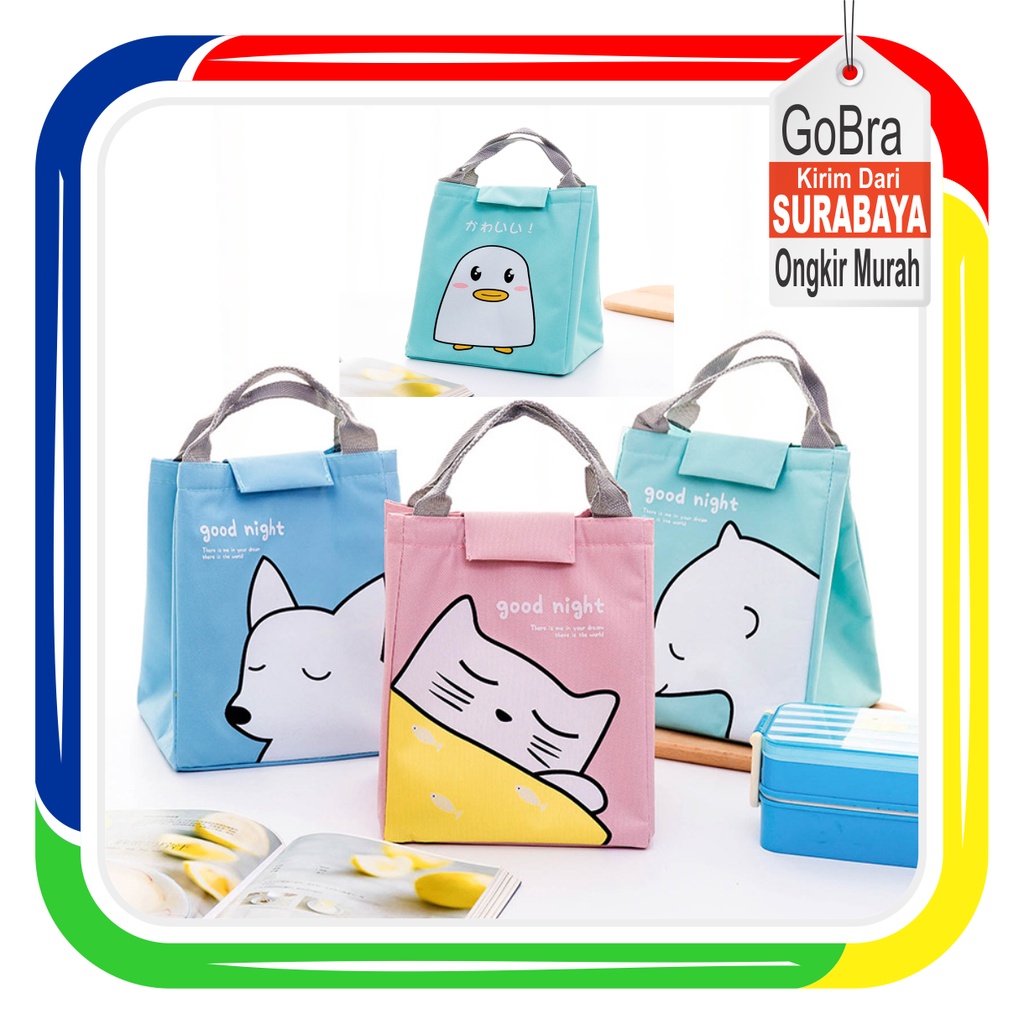 Gobra ♕ PA076 Tas Bekal Jumbo Animal Goodnight Organizer Bag Kotak Cooler Makanan Import Murah