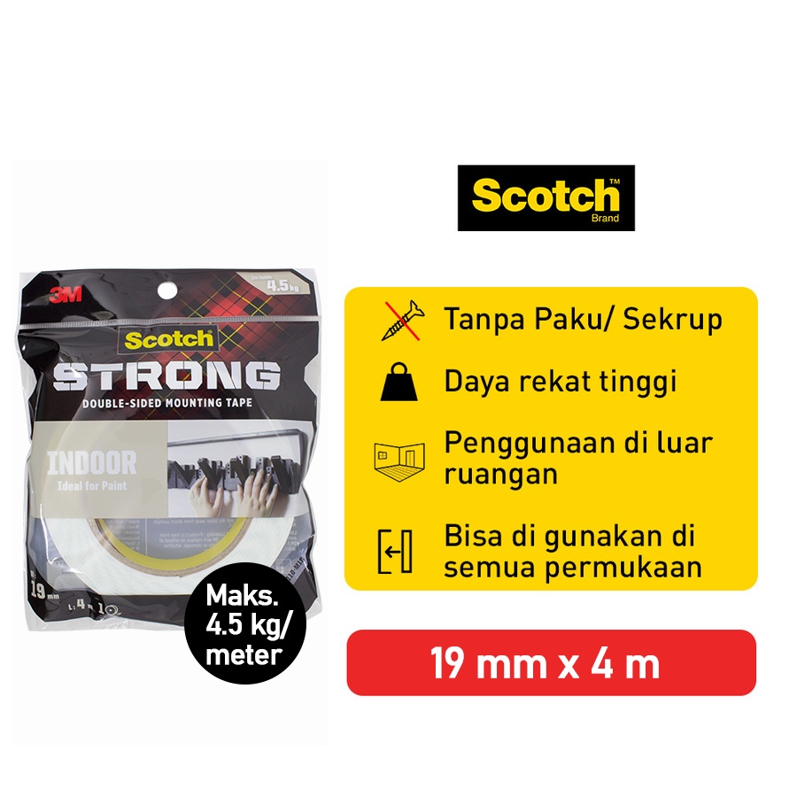 

Pusapu 3M SCOTCH STRONG Perekat Isolasi Indoor Mounting Tape 19mmX 4m 110-M19