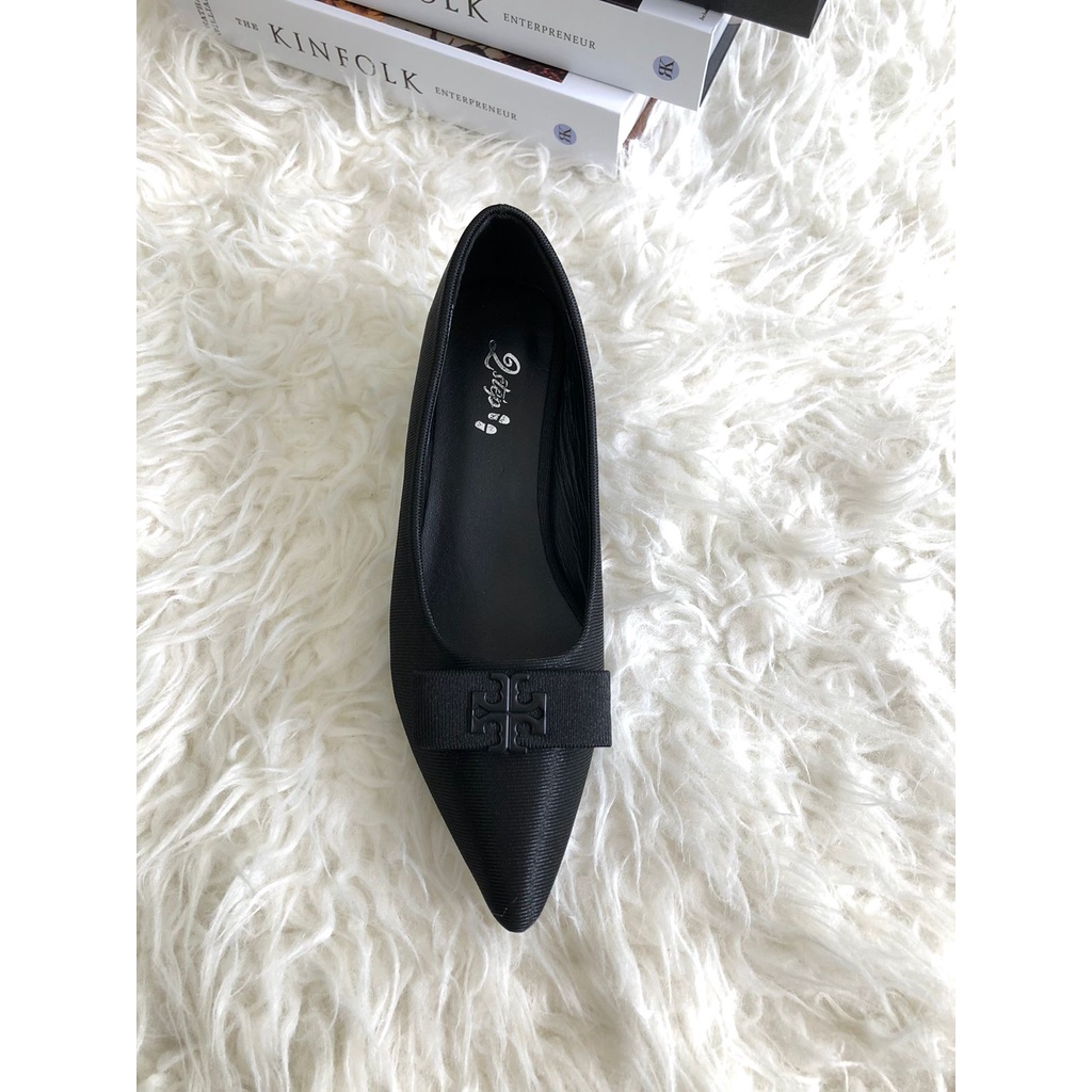 2Step-TX899-14B Sepatu heels wanita 4cm bahan kain bergaris size 36-40