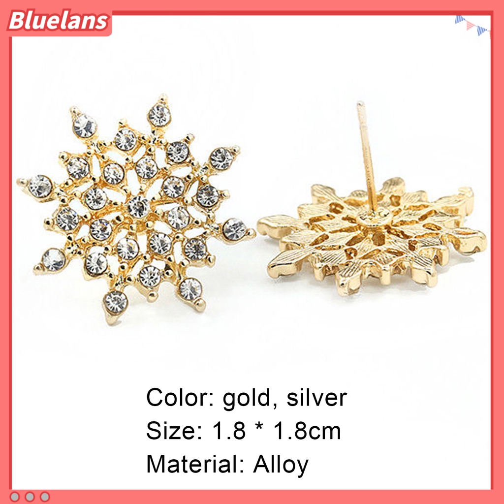 Bluelans 1 Pair Women Fashion Elegant Snowflake Rhinestone Earrings Ear Studs Jewelry Gift