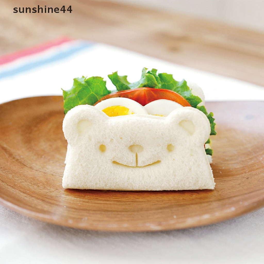 Sunshine Cetakan Pemotong Roti Sandwich Bentuk Wajah Beruang 3D Dengan 3 Ekspresi