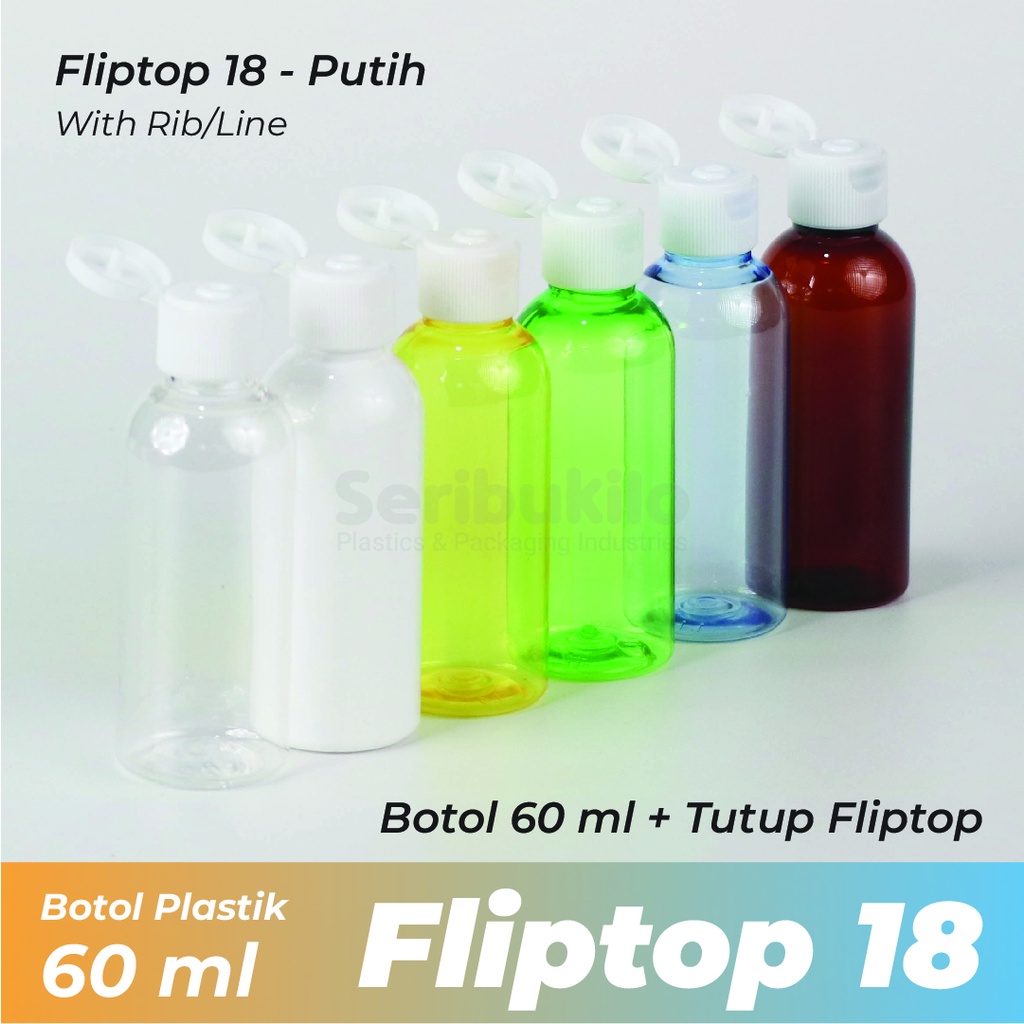 Botol Fliptop 60 ml/ Botol 60ml Warna/Botol Fliptop 60ml Putih/Br 60ml