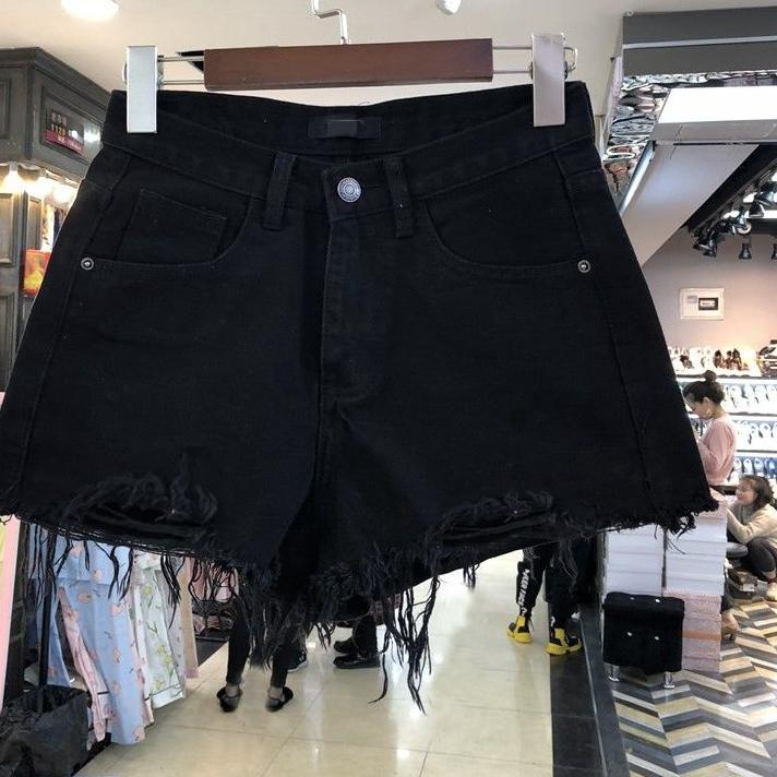 Hot Sale Hot pants jeans sobek celana jeans pendek Korean style wanita jumbo putih ripped streetwear