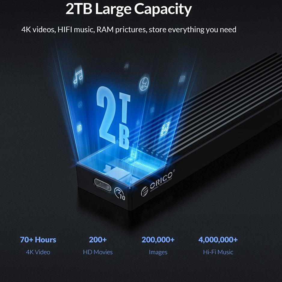 Big Sale Orico M.2 NVME Case Enclosure USB C Gen2 10Gbps PCIe SSD M2 SATA NGFF 5Gbps SSD