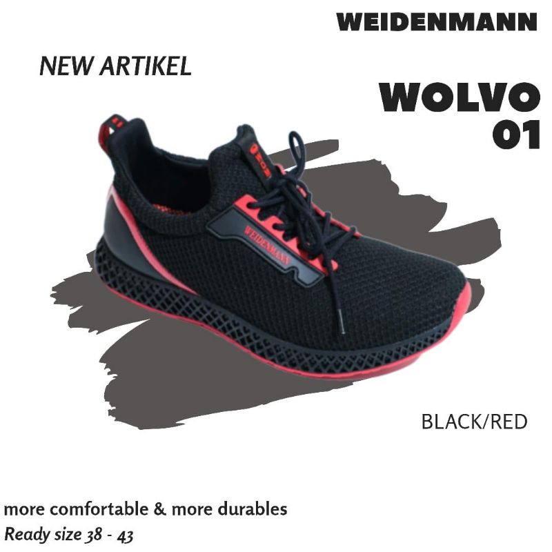 Sepatu Sneakers Pria Casual Olahraga Weidenmann Wolvo 01 Hitam