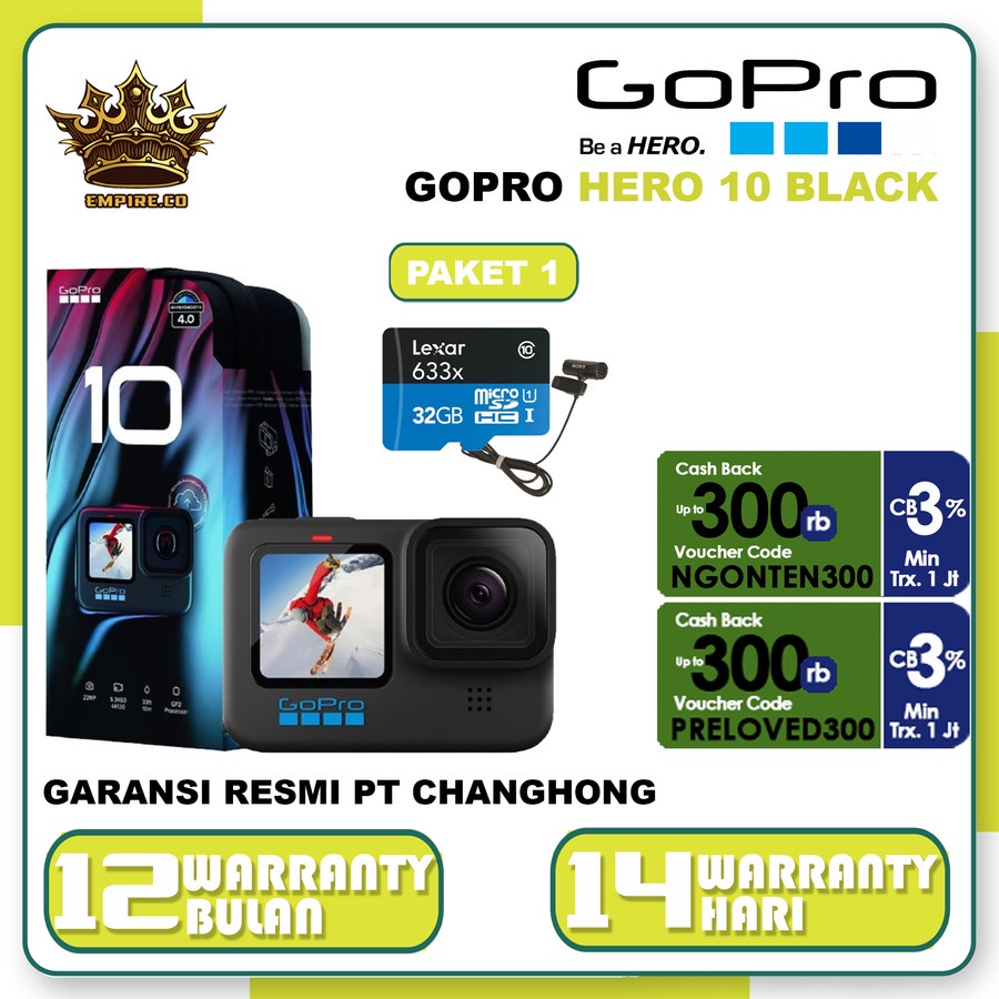Gopro Hero 10 Black Action Camera Gopro Hero10 GARANSI RESMI