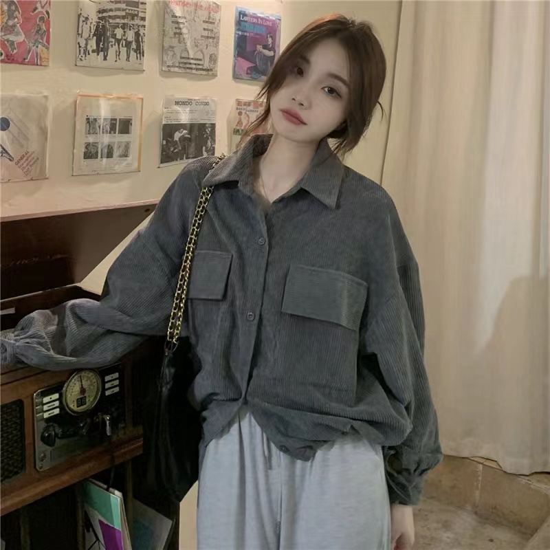 Outer Kemeja Wanita Lengan Panjang Kemeja Casual