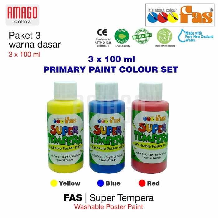 

Unik Paket 3 Warna - Fas Super Tempera - Yellow - Blue - Red Set - 3X100 Murah