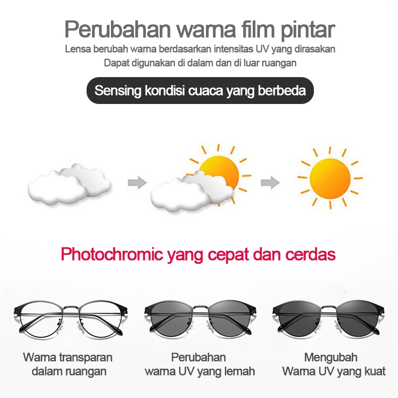 Kacamata Photocromic Korea/Anti Radiasi 3 In 1 Potokromik Photochromic Pria Wanita B285