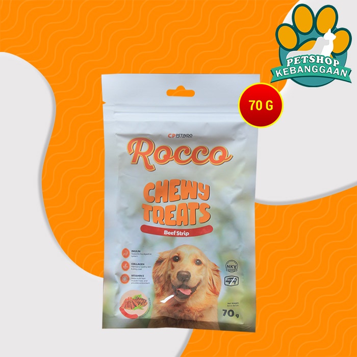 Snack Makanan Anjing Rocco Chew Dog treats Non Meat Jerky Jerhigh 70Gr