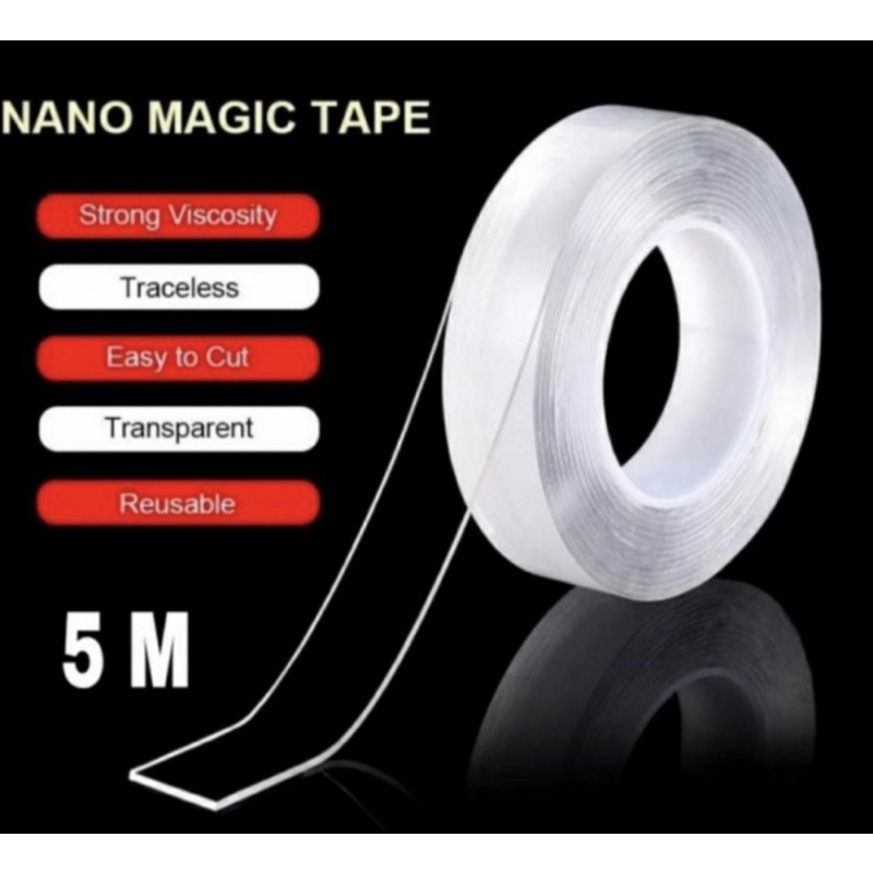 5M Magic Tape Serbaguna - Double Tap 5M - Solasi 2 Sisi Bening 5m