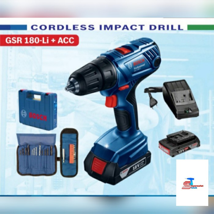 Cordless Drill Bosch Gsr 180-Li Bor Baterai Bosch Terlaris