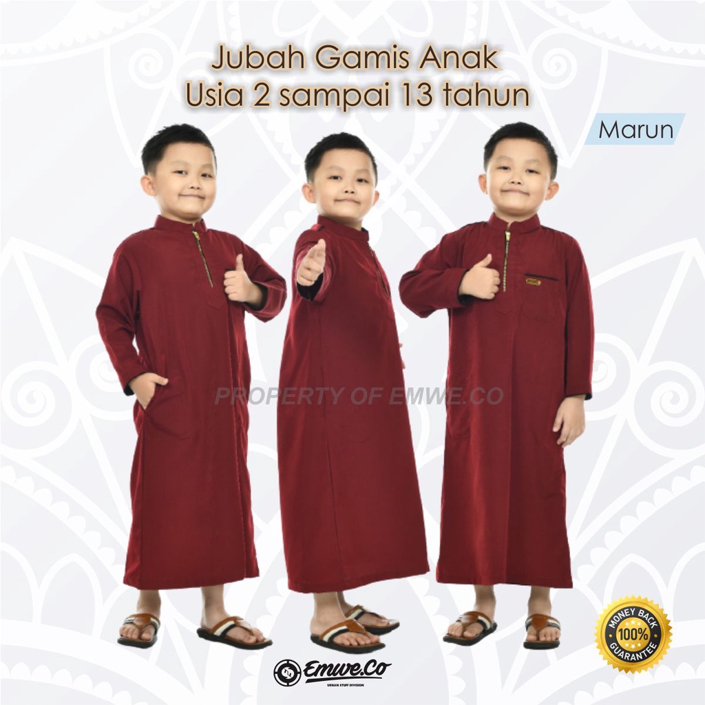 Jubah Anak Laki Laki Motif Polos Gamis Lengan Panjang Untuk Usia 2 Sampai 13 Tahun