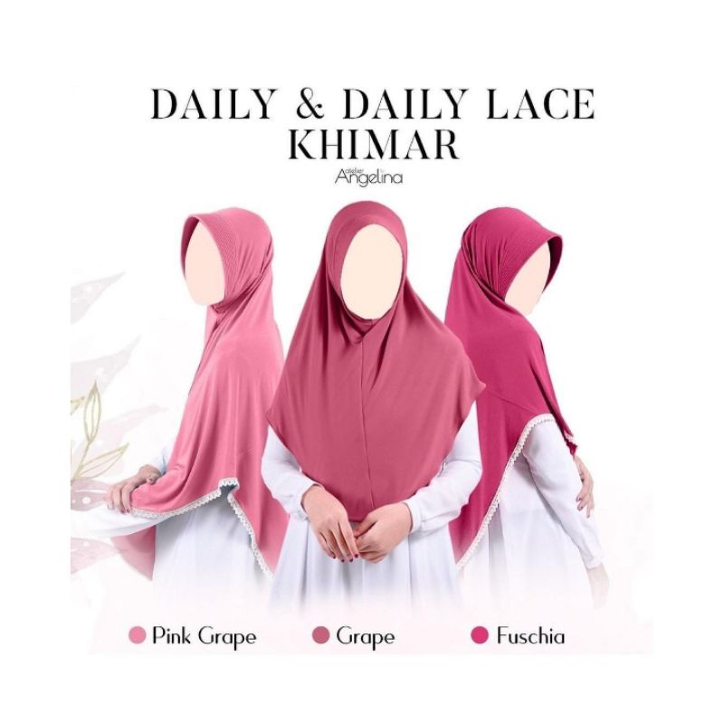 Atelier Angelina Daily Khimar Hard Pad Non Lace Size S Onyx, Navy, Smoky, Choco, Walnut, Olive, Seaw