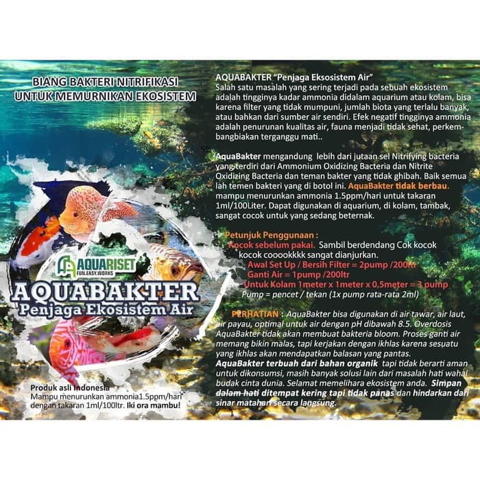 Aquabakter Aquariset 100ml Bakteri Starter Cair Aquascape Kolam 100 ml