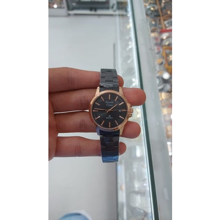 jam ladies black gold stainless + tali kulit