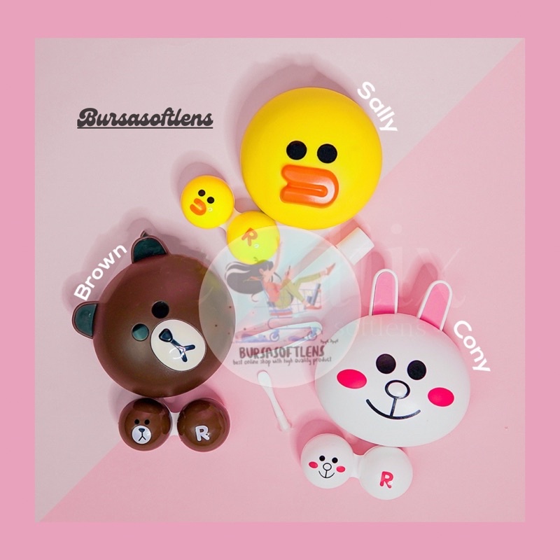 Tempat Softlens Kartun 3D Bulat/Kotak Softlens Lengkap/Travelkit Bursasoftlen