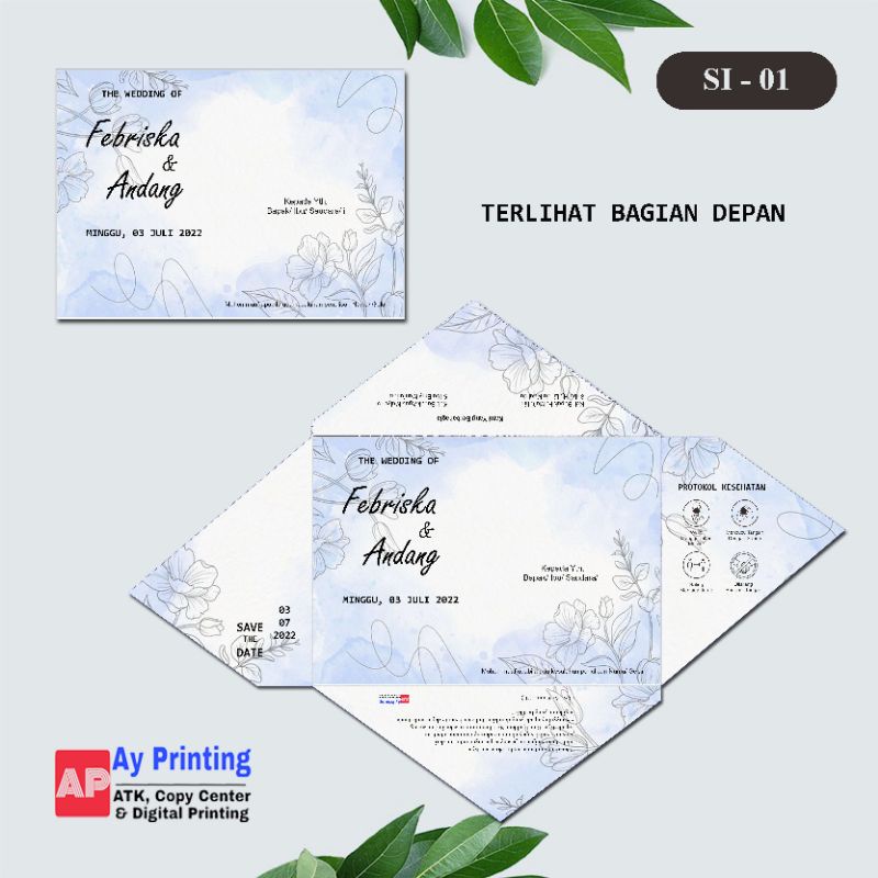 Undangan Pernikahan Unik / Undangan Pernikahan Murah / Undangan Softcover Lipat SI - 01