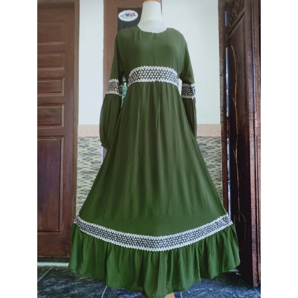 Gamis Ceruty Renda bahan Ceruty Babydol by ORI SAFITRI size M L XL XXL