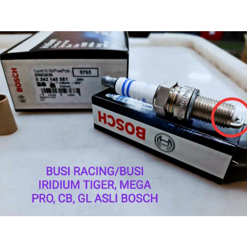 BUSI RACING/ BUSI IRIDIUM MERK BOSCH XR5DII UNTUK SEPEDA MOTOR TIGER, MEGA PRO,CB, GL MAX, GL PRO