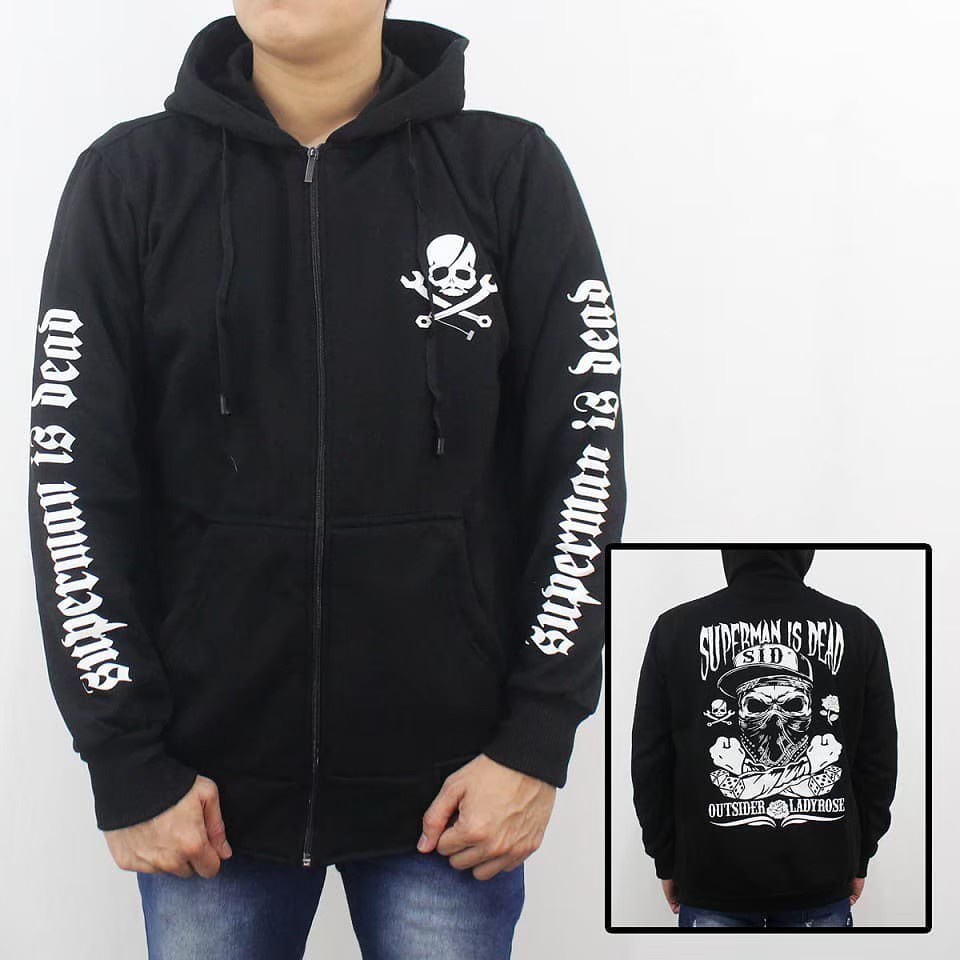 Hoodie Zipper SID Botak Terbaru Black Size M L XL