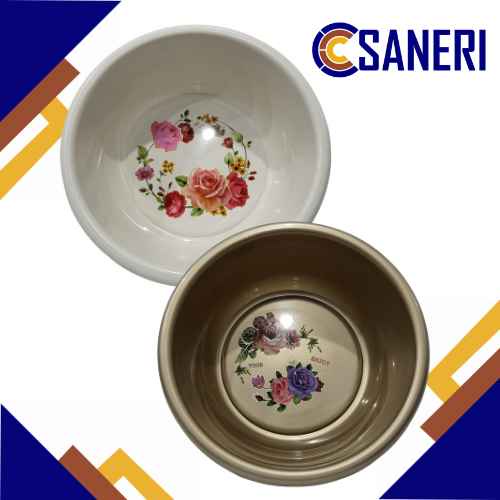 BASKOM PLASTIK AIR BESAR 703 PUTIH EMAS MOTIF BUNGA