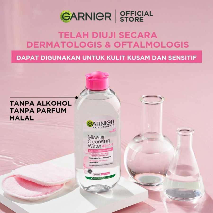 GARNIER MICELLAR WATER / Pembersih Make Up Pink Rose Garnier 125ml
