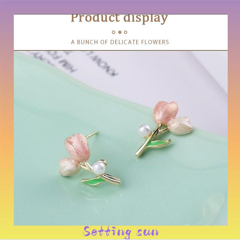 Anting S925 Silver Plated Soft Tulip Earrings Female Earrings Asesori TN