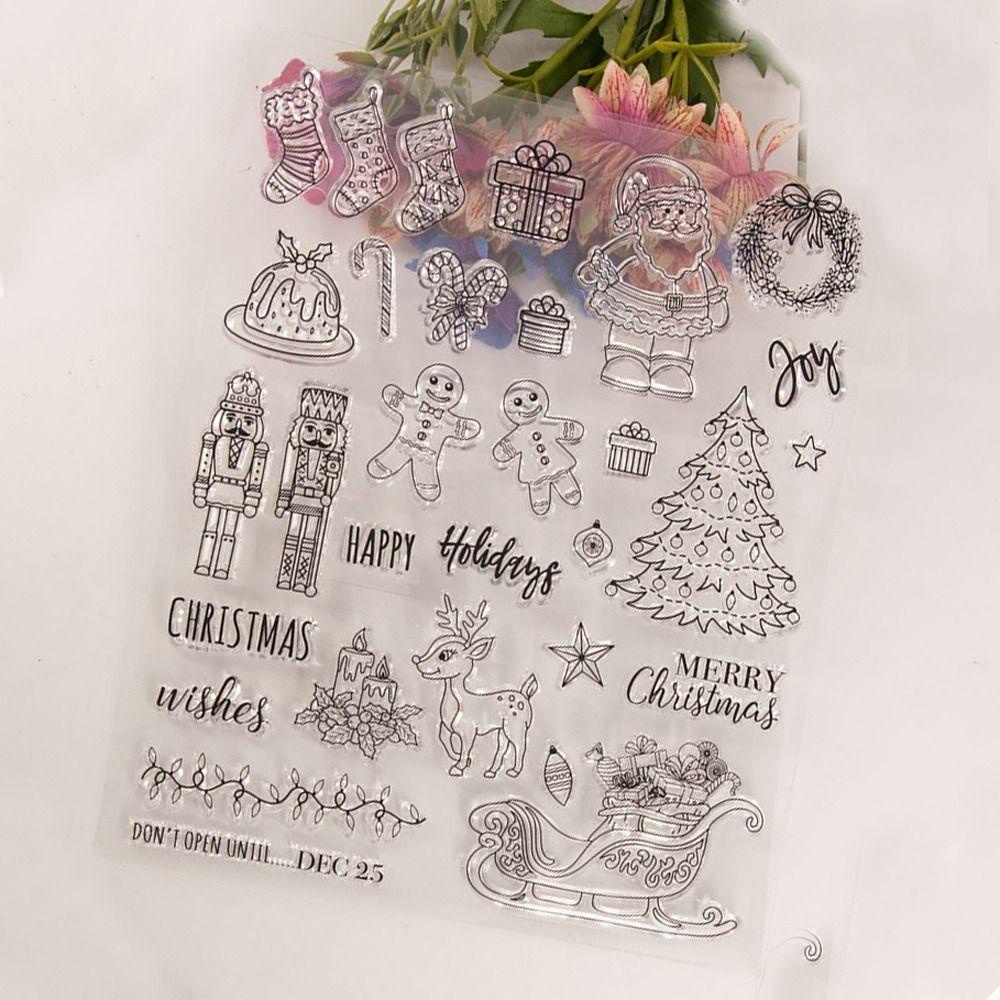 Lanfy Transparan Silicone Seal Lucu Indah Diary Musim Dingin Rusa Karangan Bunga Natal Christmas Tree Handmade Carriage Hand Rekening Seal