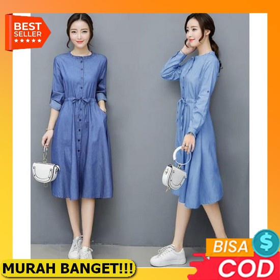 Restock Fm 1712 Dress V Plisket Import Premium Hq Lengan Pendek [Dress Wiwin Ro] Dress Wanita Denim 