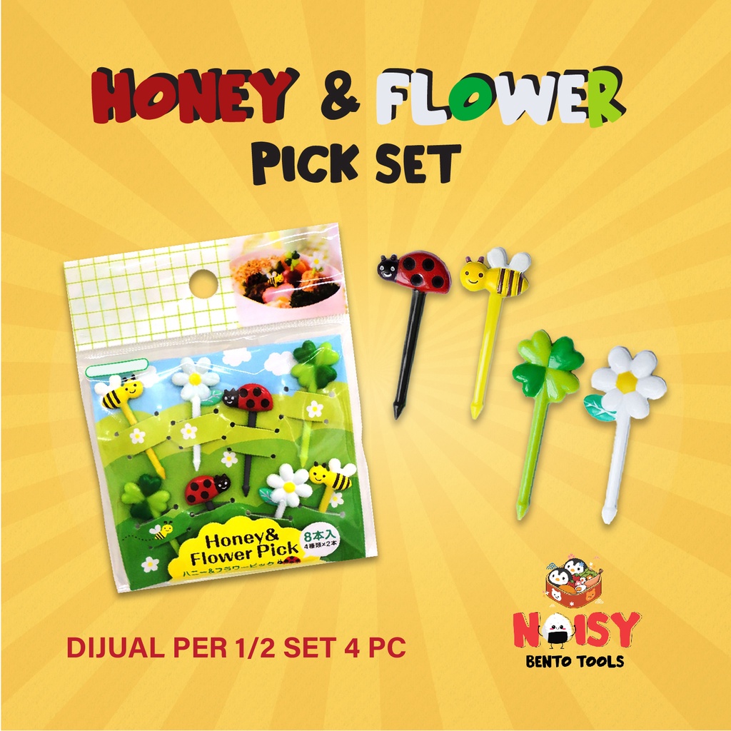 HONEY &amp; FLOWER PICK | FOOD PICK TUSUKAN BENTO LEBAH &amp; BUNGA