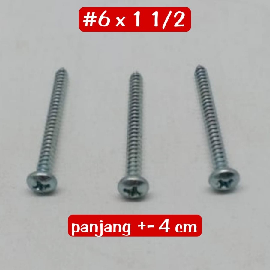 Skrup Sekrup Tapping 6 x 1 1/2 (4 cm) kepala bulat - per pak isi 100 pcs