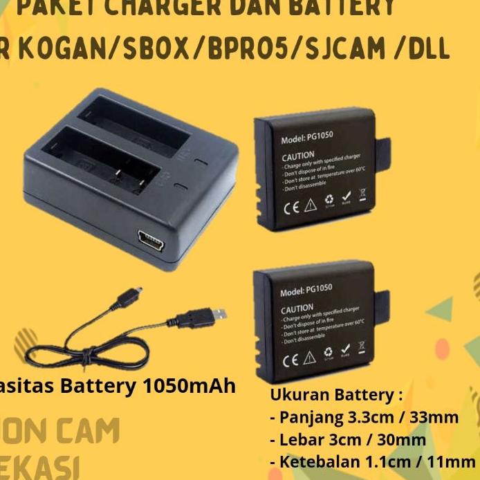 SALEPaket Dual Charger Dan Battery / Baterai Xiaomi Yi 4K Discovery / Kogan / Brica / Bpro / Sjcam /