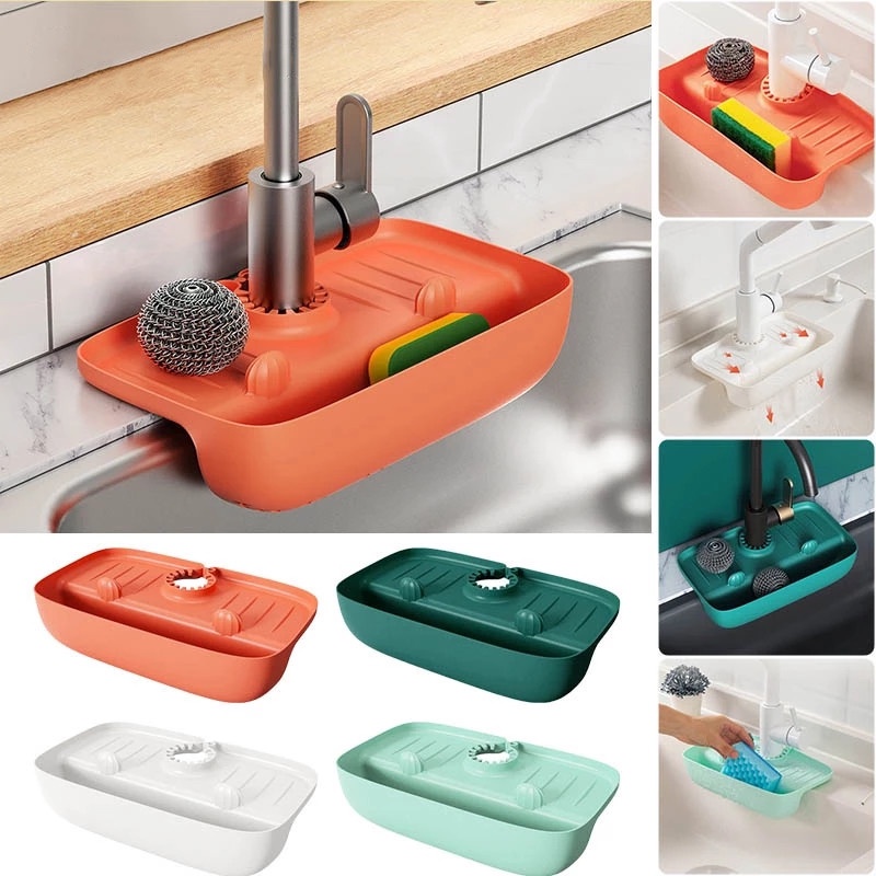Rak Penyimpanan Pelindung Keran Air Bahan TPE Non slip Tahan Percikan Untuk Dapur / Kamar Mandi