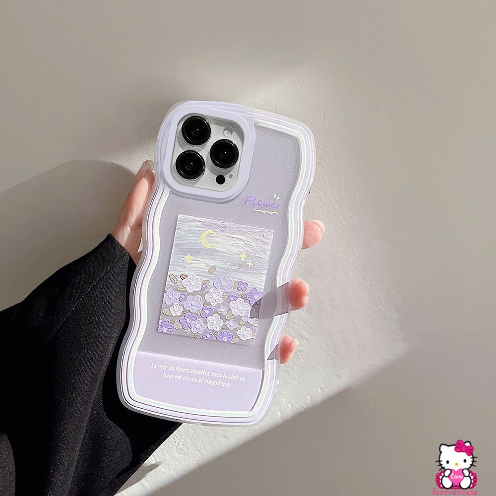 Soft Case TPU Motif Lukisan Minyak Bunga Ungu Untuk OPPO A53 A33 2020 A12 A15 A16 A57 2022 A95 A55 A16K A54 A96 A76 A9 A5 A31 A5s A7 A16E A3s A35 A2 A315