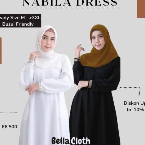 Paling Laris Nabila Dress Gamis Putih Polos Wanita Menyusui Busui Fashion Muslim Dress Gamis Haji Um