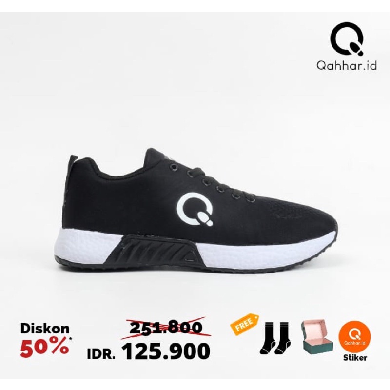 Qahhar.id FREE Hitam list putih -  Sepatu Sneakers Joging Cowok / Sepatu Fashion Pria 2022 / Sneaker