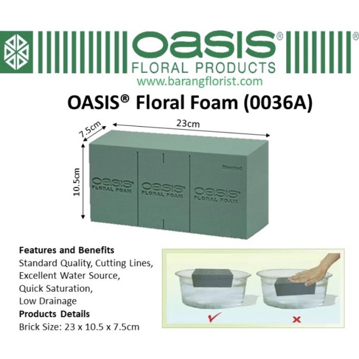 Bunga Oasis Indocell Floral Foam Basah Satuan Bungaperlengkapan Fresh Flower