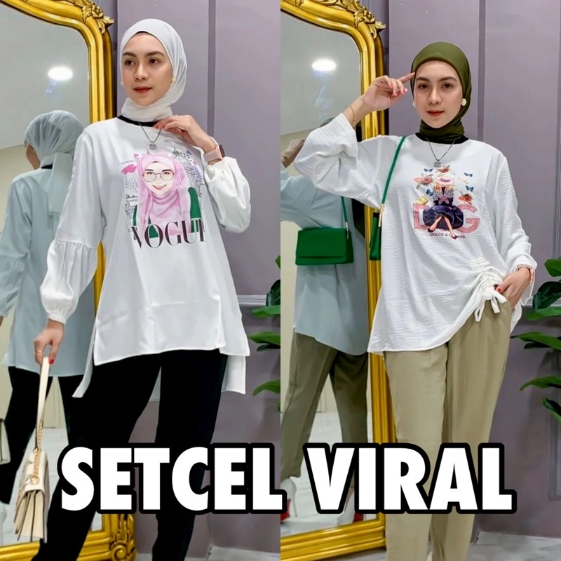 STELAN VIRAL CRINKLE SETCEL PRINTING GAMBAR HAT HIJAB GIRL JUMBO XXL MURAH LENGAN PANJANG GROSIR