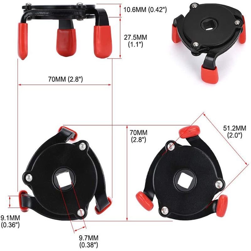 Oil Filter Wrench / Kunci Filter Oli 60-100mm Kunci Pembuka Filter Oli Kunci Filter 3 Way