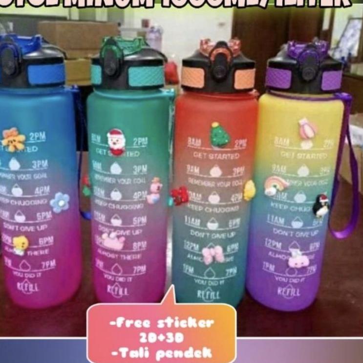 Terbaik 100% ORIGINAL BOTOL MINUM MOTIVASI VIRAL TRITAN 1L 1 LITER 1LITER  STICKER STIKER