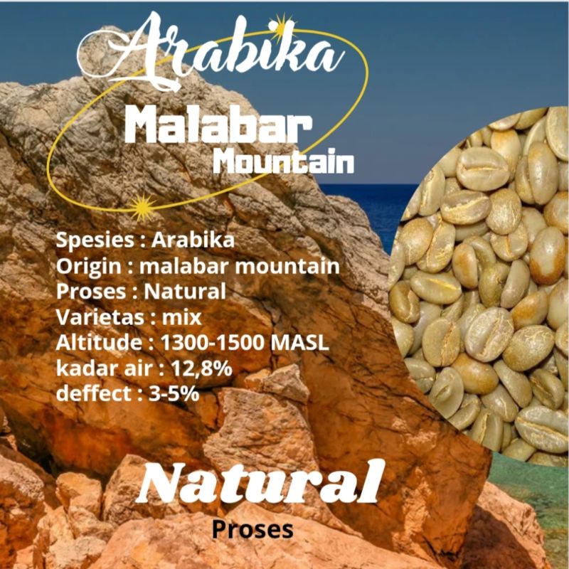 

greenbean / biji kopi Arabika malabar mountain - Natural 1kg