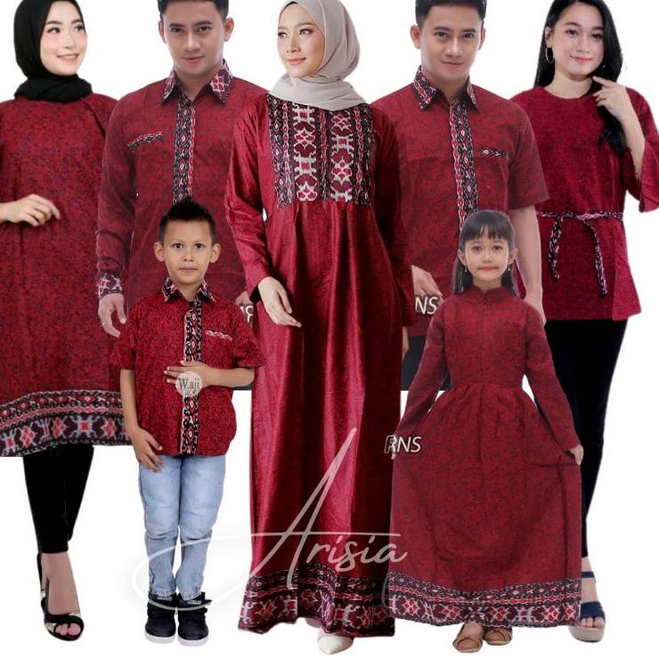 BATIK COUPLE KELUARGA,BATIK KELUARGA STANDAR DAN JUMBO MOTIF MEGA MERAH TerBaju kondangan murah2021 