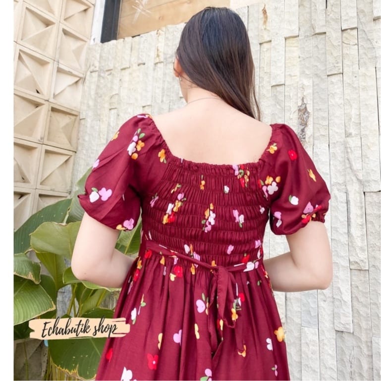 Dress Aurel Bali Rayon Fashion Wanita terbaru Kekinian Viral Daster Bali Kerut Belakang