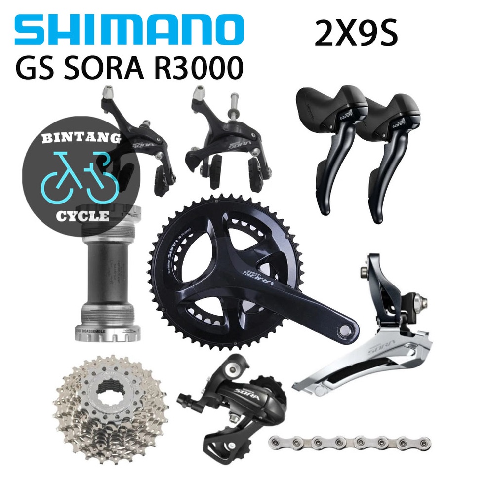Groupset Sora R3000 2x9speed, groupset Shimano Sora, groupset roadbike, groupset RB Balap no tiagra