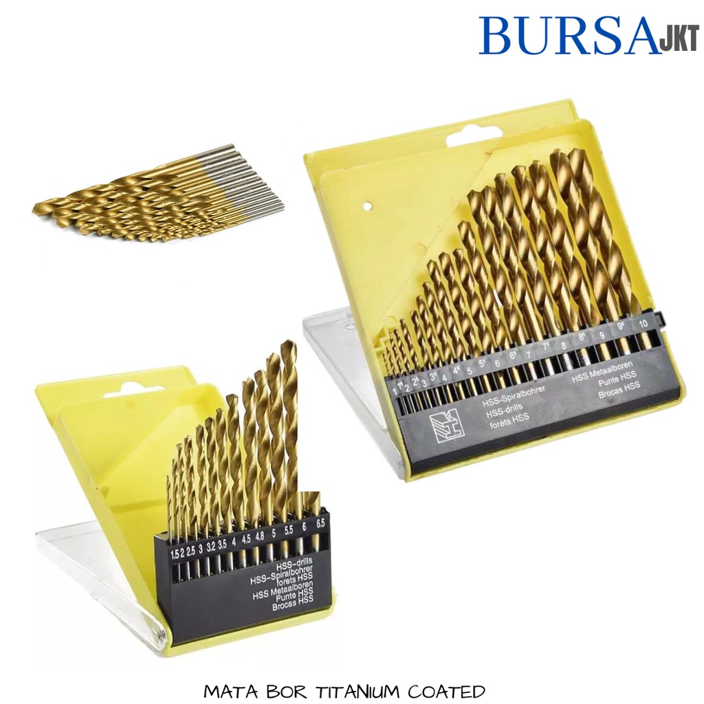 MATA BOR SET ISI 13 PC / 19 PC  HSS TITANIUM COATED 1.5 - 10 MM