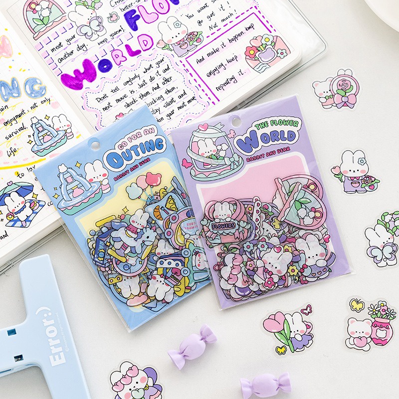 

[Artopia] 40pcs Sticker PET Rosy Posy / Stiker Tahan Air untuk Hiasan Tepak Botol Minum Lucu Waterproof DIY Scrapbook