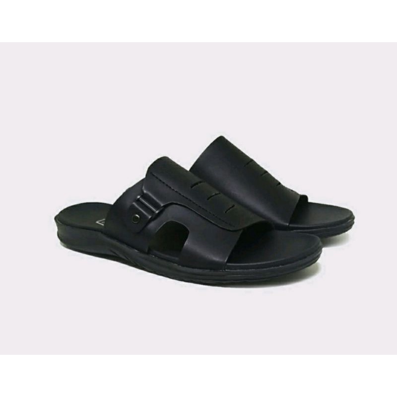 IMPOR / Sendal Slide Kulit Original Black 38-44 Sandal Kasual Bapak2 Empuk Asli Garut Brown, 43