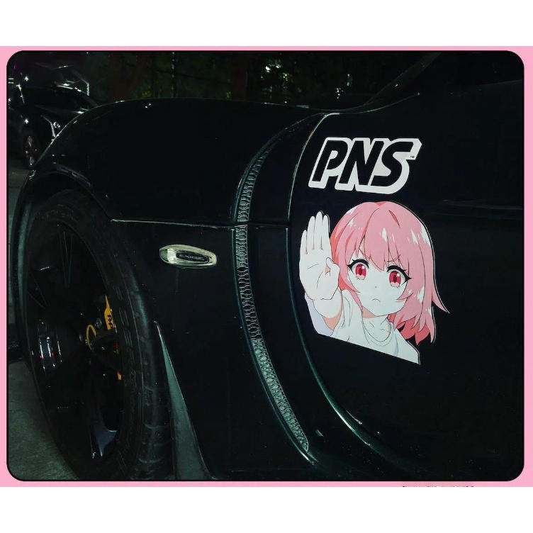 Universal JDM Pink Noise PNSG YOKO Stiker Mobil Reflektif Kartun Pink Girl Motorcycle Decal untuk Honda