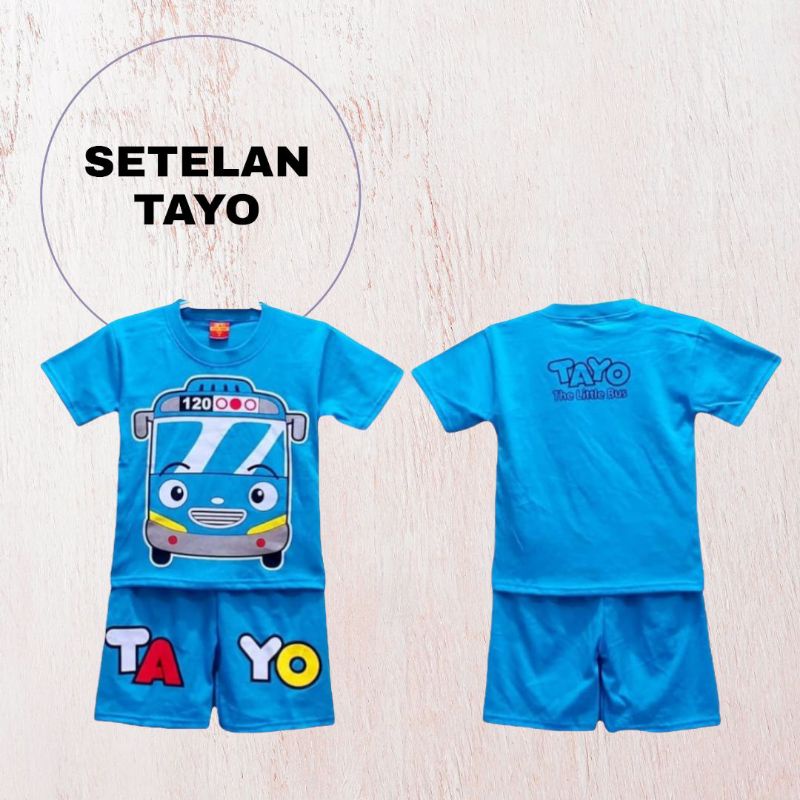 Baju Setelan Tayo Anak Laki Laki 2-10 Tahun
